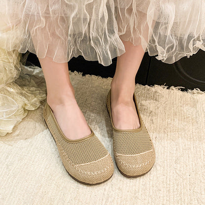 Damen Ballerinas Sommer Bequem Atmungsaktiv Elastisch