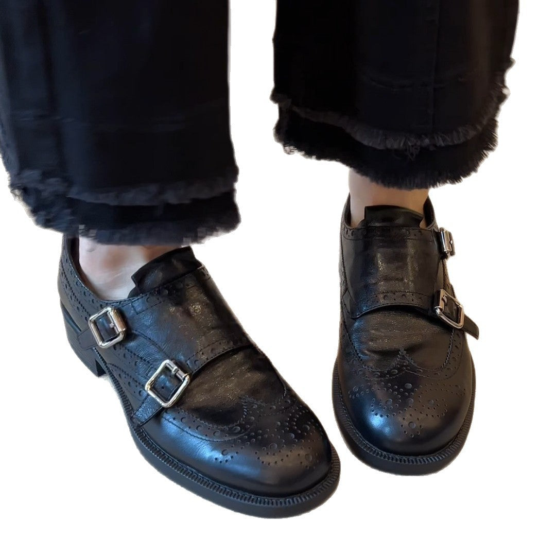 Damen Schnürschuhe Elegant Brogue Stil Schuhe mit Doppelriemen