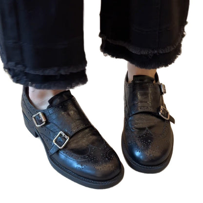 Damen Schnürschuhe Elegant Brogue Stil Schuhe mit Doppelriemen