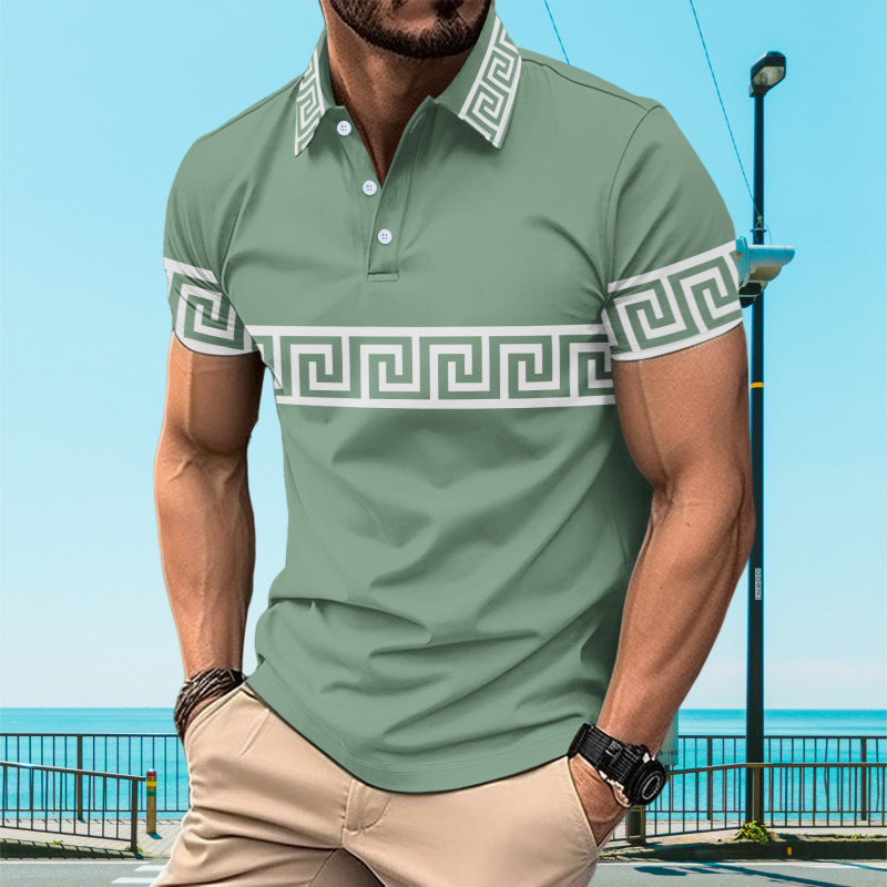 Herren Poloshirt Modern Geschnürt Trendig