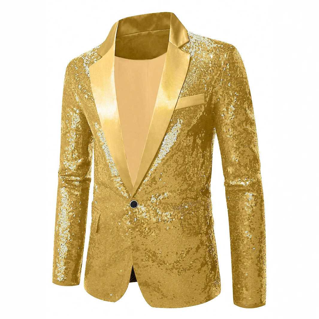 Herren Blazer Pailletten mit Satin Revers Elegant - BerlinGlamour