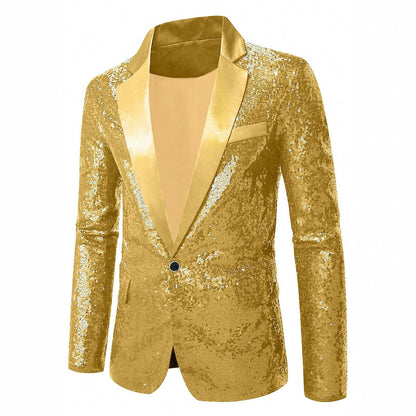 Herren Blazer Pailletten mit Satin Revers Elegant - BerlinGlamour