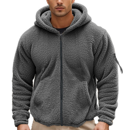 Herren Fleece Hoodie Mit Reißverschluss und Taschen Sportlich