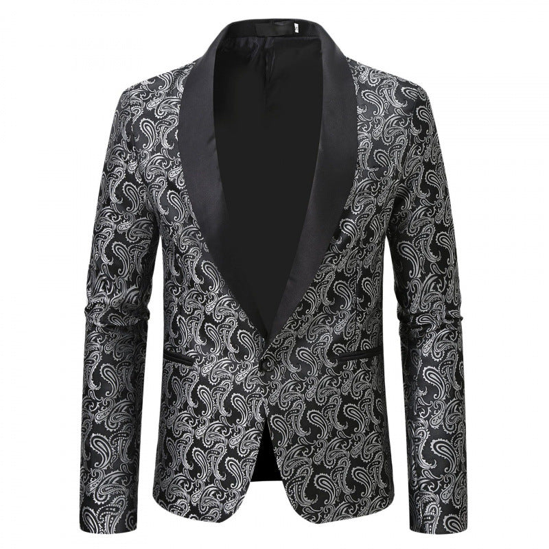 Herren Smokingjacke Elegant mit Muster Schwarz