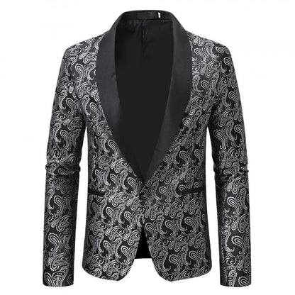 Herren Smokingjacke Elegant mit Muster Schwarz