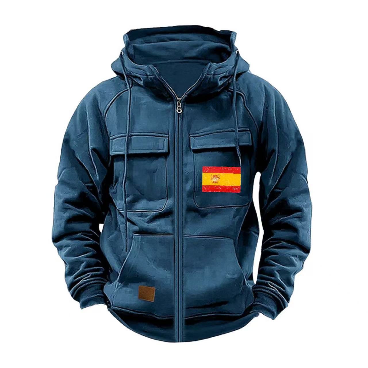 Herren Outdoorjacke Funktionstaschen Praktisch Reißverschluss