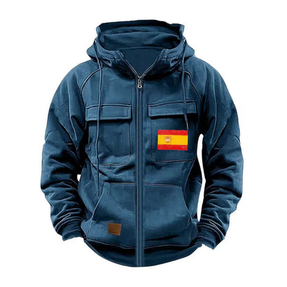 Herren Outdoorjacke Funktionstaschen Praktisch Reißverschluss