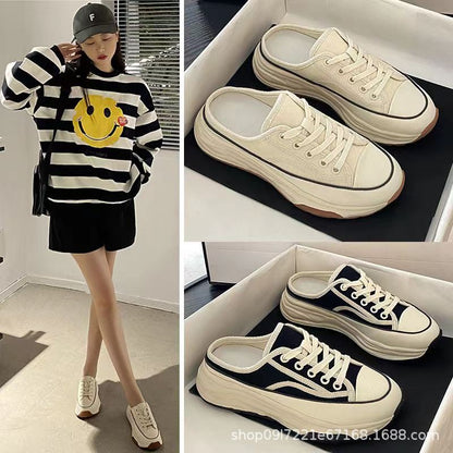 Damen Sneaker Plateau Schuhe mit dicken Sohlen und Kontraststreifen