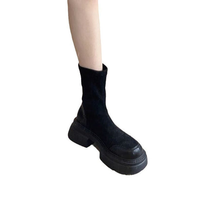 Damen Stiefeletten Chunky Komfort Sohle Elastisch