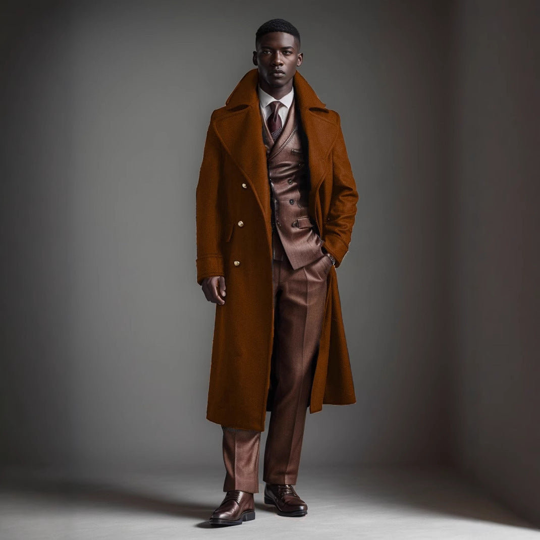 Herren Langmantel Elegant mit Doppelter Knopfreihe und Luxusdetails - BerlinGlamour