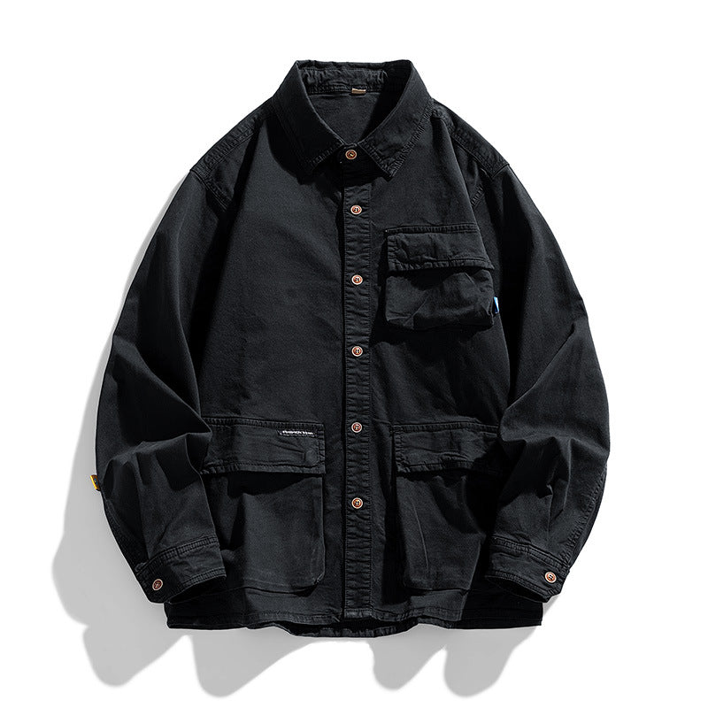 Herren Hemd Utility Schnitt Modern Grau