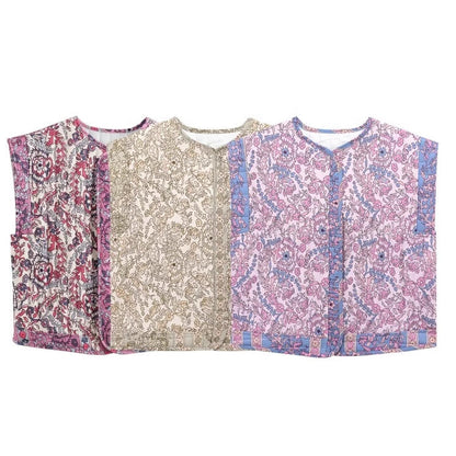 Damenweste Steppweste Floral Modern mit Taschen