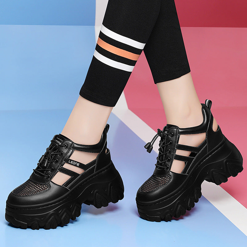 Damen Plateau Sneaker Trendy High Heels Schuhe