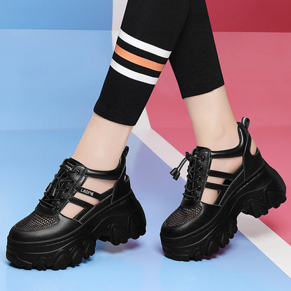 Damen Plateau Sneaker Trendy High Heels Schuhe