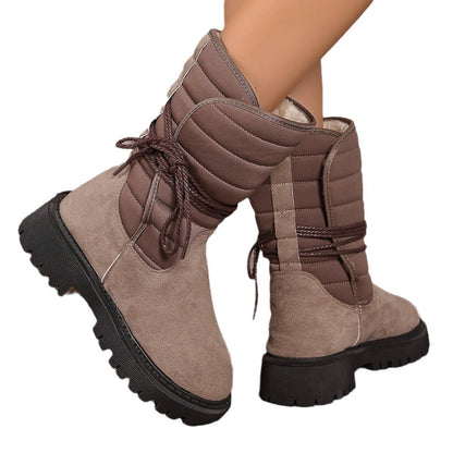 Damen Stiefel Gefüttert Schnürstiefel Rutschfest Winter