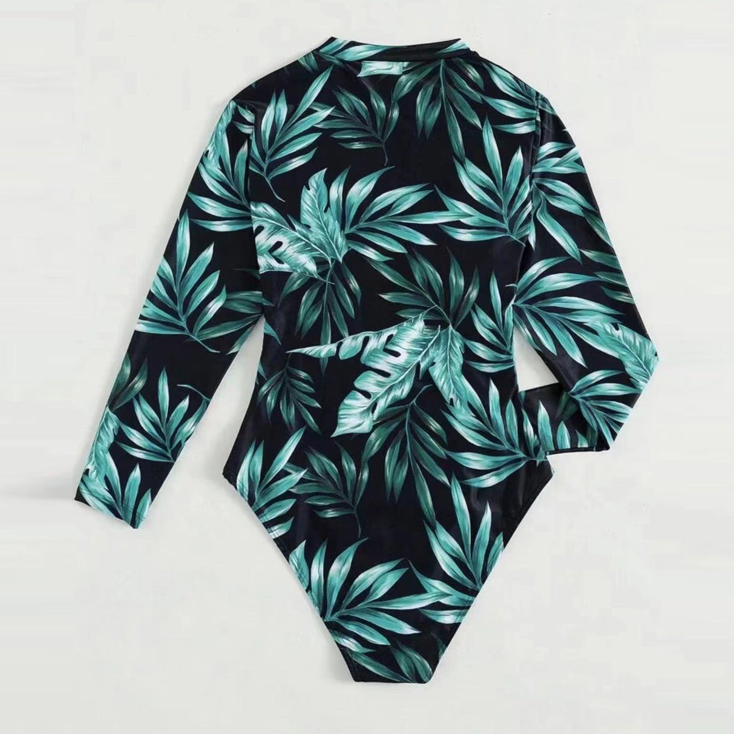 Damen Badeanzug Langarm Floral Hoch tailliert Modisch