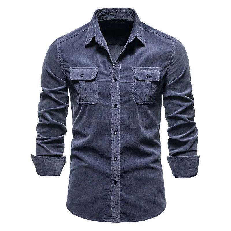 Herren Denim Hemd Modern Schnitt mit Brusttaschen