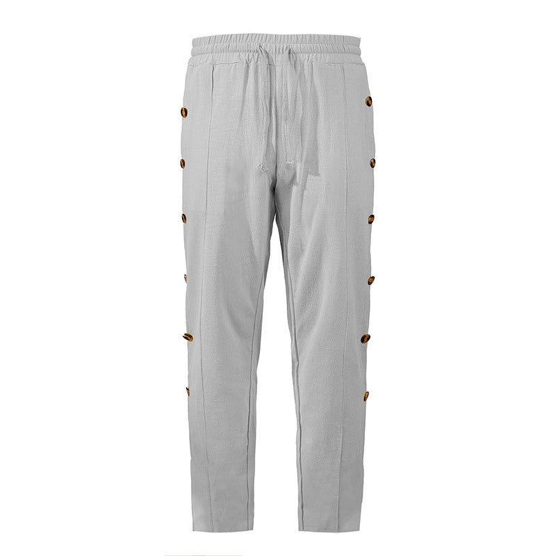 Herren Designerhose Slim Fit mit Knopfleiste und verstellbarem Bund