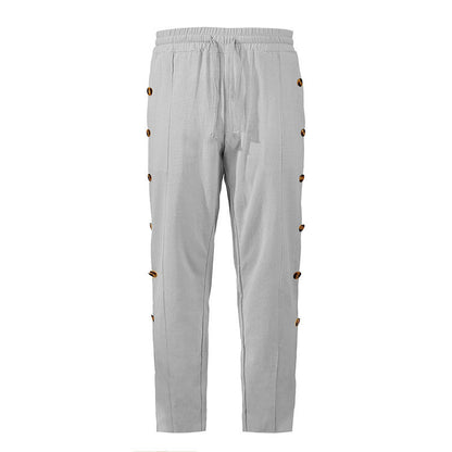 Herren Designerhose Slim Fit mit Knopfleiste und verstellbarem Bund
