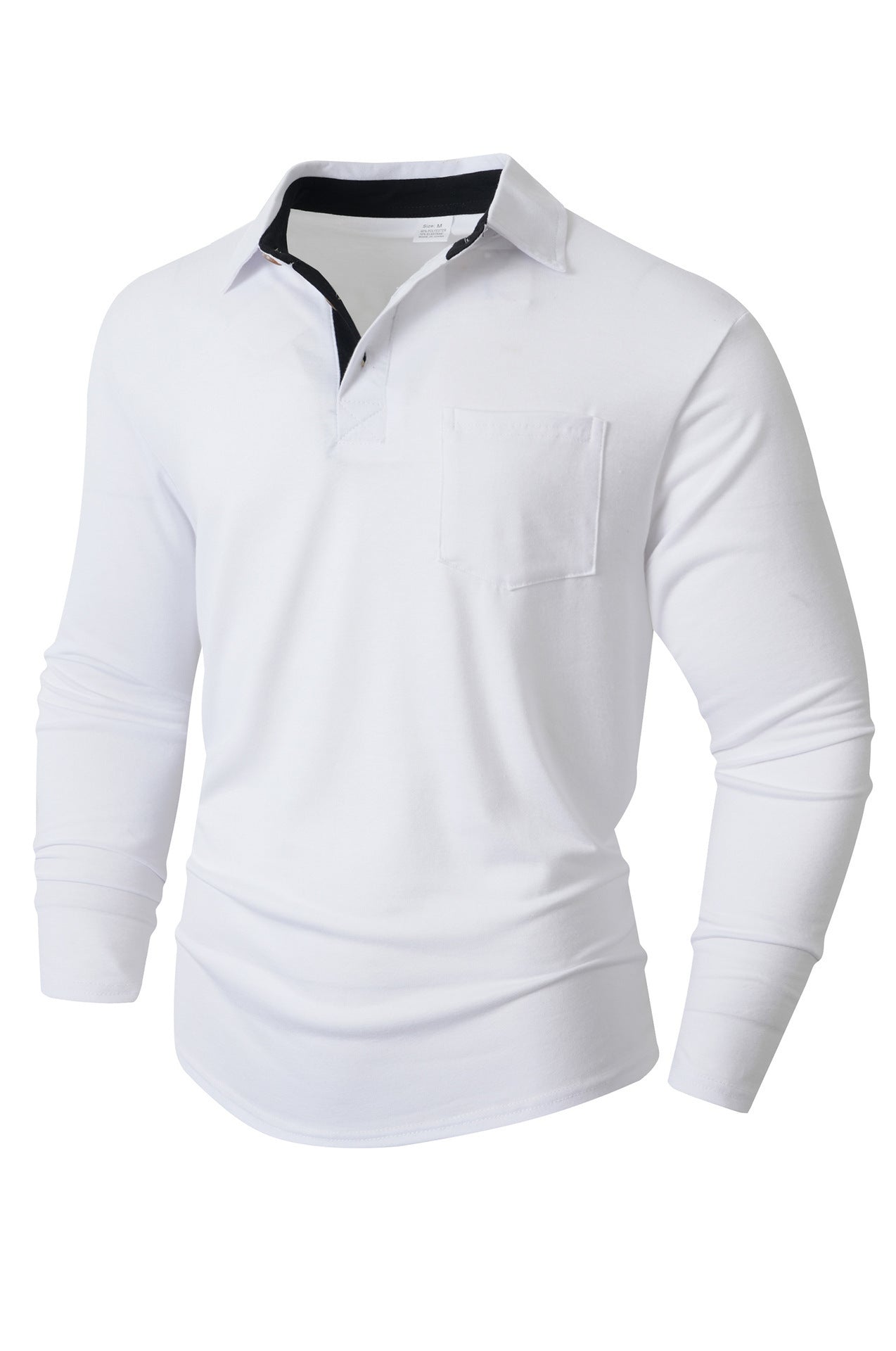 Herren Langarm Polo mit Kragen Design und Brusttasche Modern