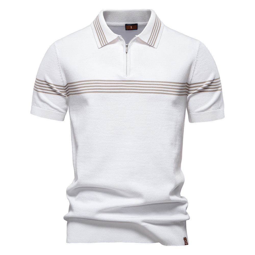 Herren Polo-Shirt Sportlich Streifenmuster Elegant - BerlinGlamour
