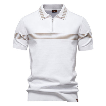 Herren Polo-Shirt Sportlich Streifenmuster Elegant - BerlinGlamour