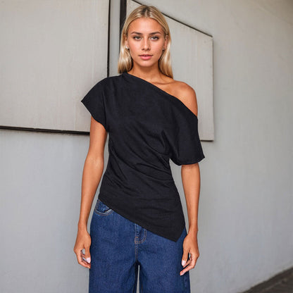 Damen Oberteil Asymmetrisch Trendig Damenbluse - BerlinGlamour