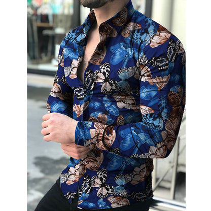 Herren Hemd Langarm Floralmuster Modern Berlin Style