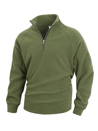 Herren Fleece-Pullover Reißverschluss Kragen Hoch Modern
