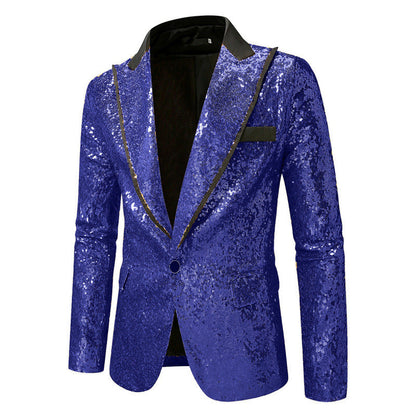 Herren Sakko Pailletten Glitzerjacke Abendgarderobe