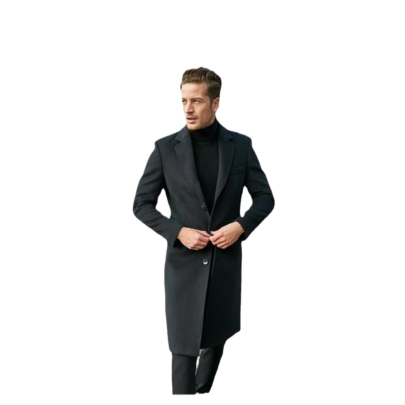 Herren Mantel Lang Eleganter Wollblend Winter