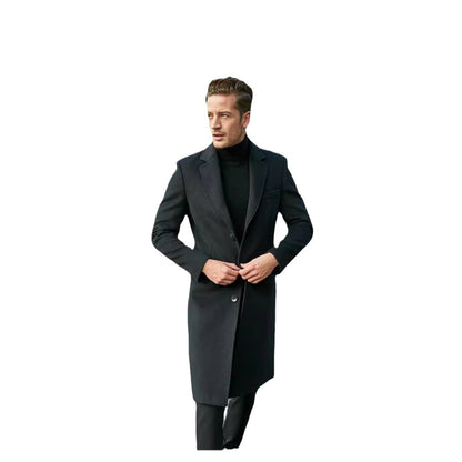 Herren Mantel Lang Eleganter Wollblend Winter