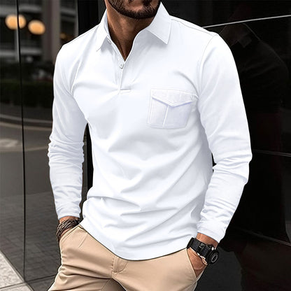Herren Langarmshirt Lässig mit Brusttasche Modern
