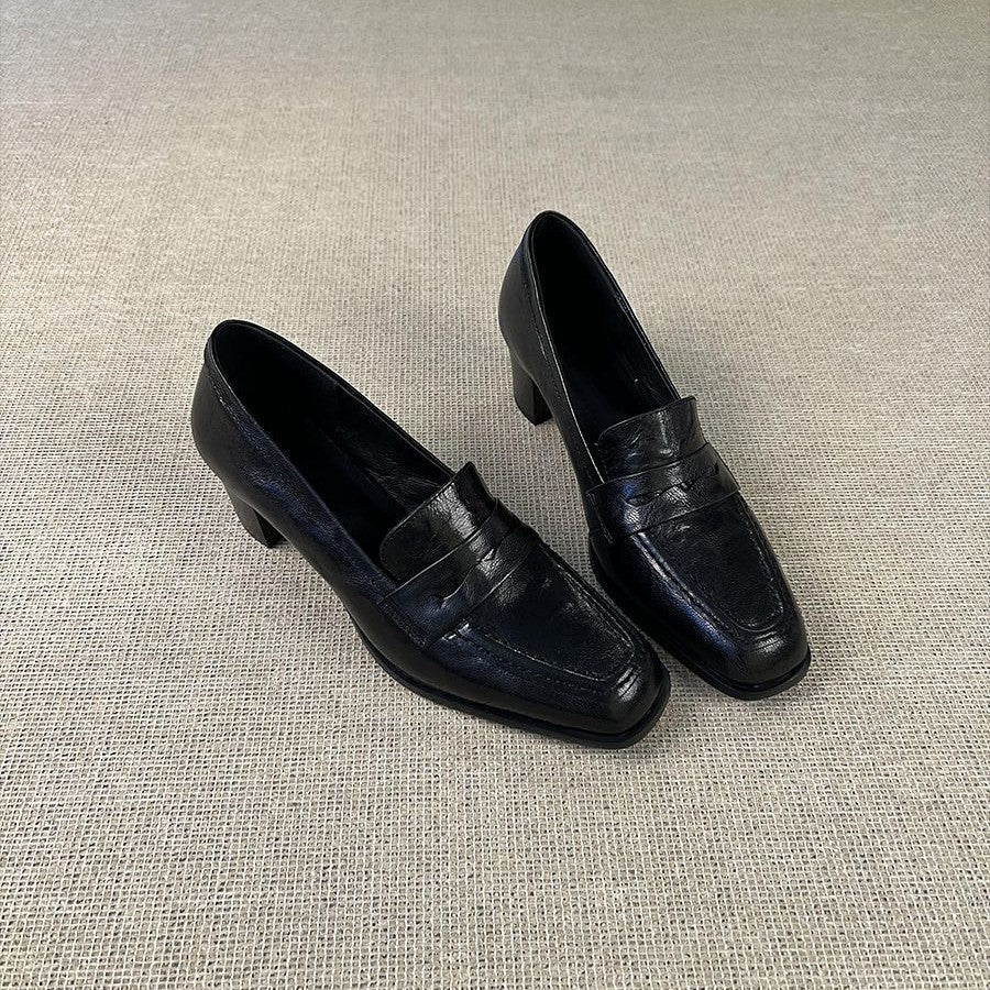 Damen Leder Loafers Elegant mit Riemen Schmuck