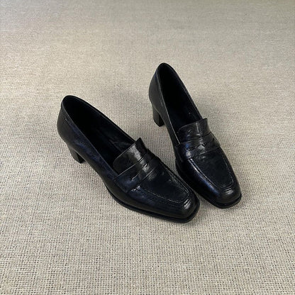 Damen Leder Loafers Elegant mit Riemen Schmuck