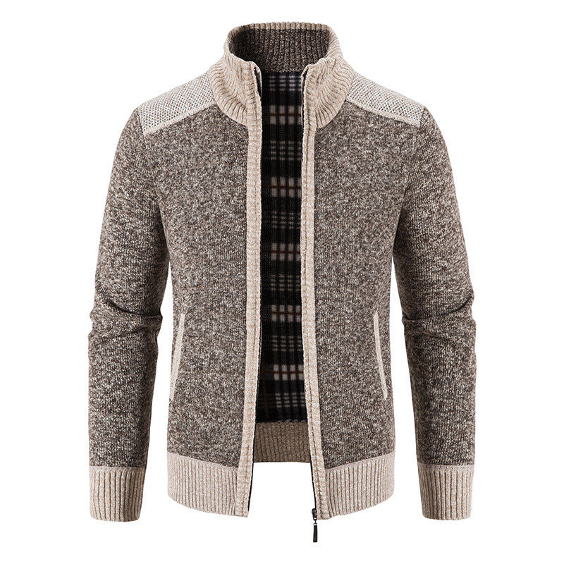 Herren Strickjacke Moderne Reißverschlussjacke Schwarz