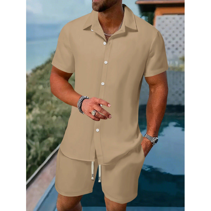 Herren Sommer Set Kurzarmhemd Shorts Relaxed Fit