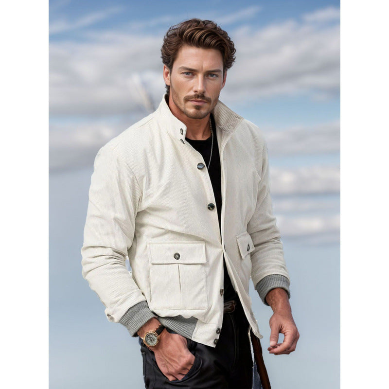 Herren Jacke Modern Baumwolljacke Mit Taschen