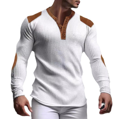 Herren Langarmshirt Leder Applikationen Modern Berlin Style