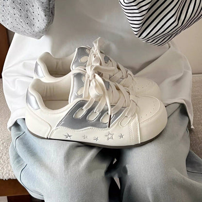 Damen Sneaker Trendsport Schuhe Sternen Design - BerlinGlamour