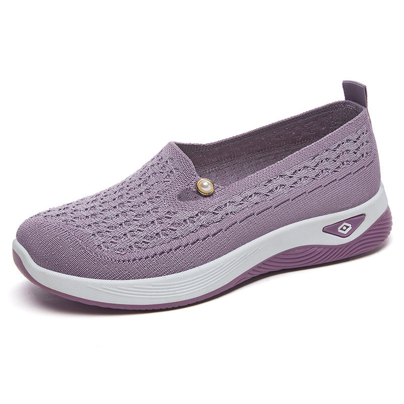 Damen Sneaker Bequem Atmungsaktiv mit Lochstrick Optik