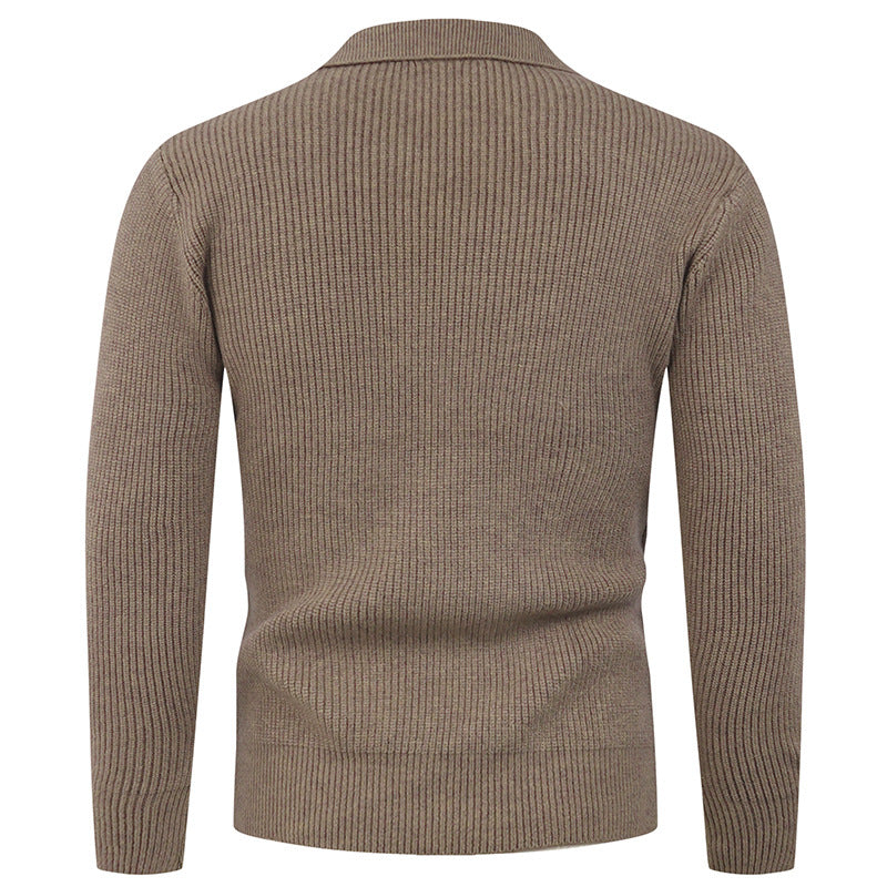 Herren Pullover Strick Modern Polokragen Knopfverschluss