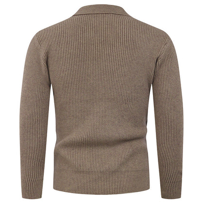 Herren Pullover Strick Modern Polokragen Knopfverschluss