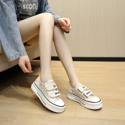 Damen Sneaker Klettverschluss Modisch Sportlich