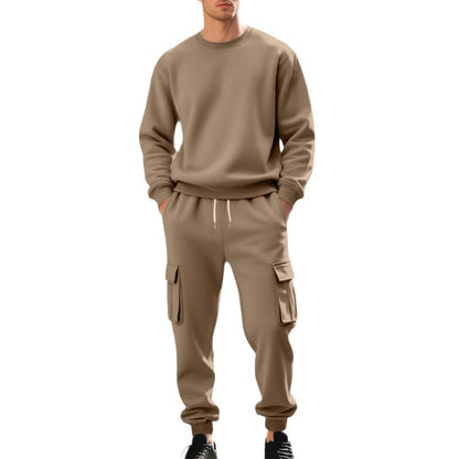 Herren Jogginganzug Lässig Sweatshirt Cargo Hose Grau