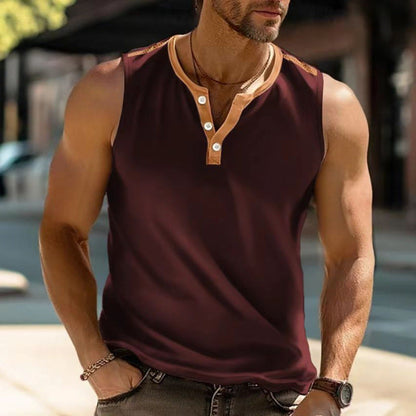 Herren Poloshirt Ärmellos Modern mit Knopfverschluss