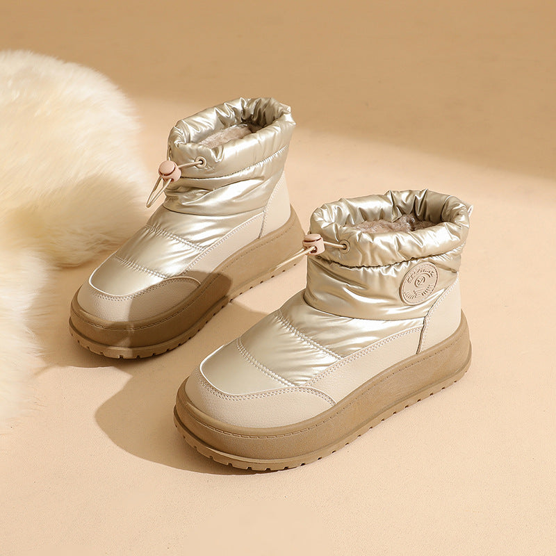 Damen Winterstiefel Warm Elastisch Schnürsenkel