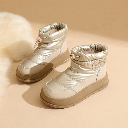 Damen Winterstiefel Warm Elastisch Schnürsenkel