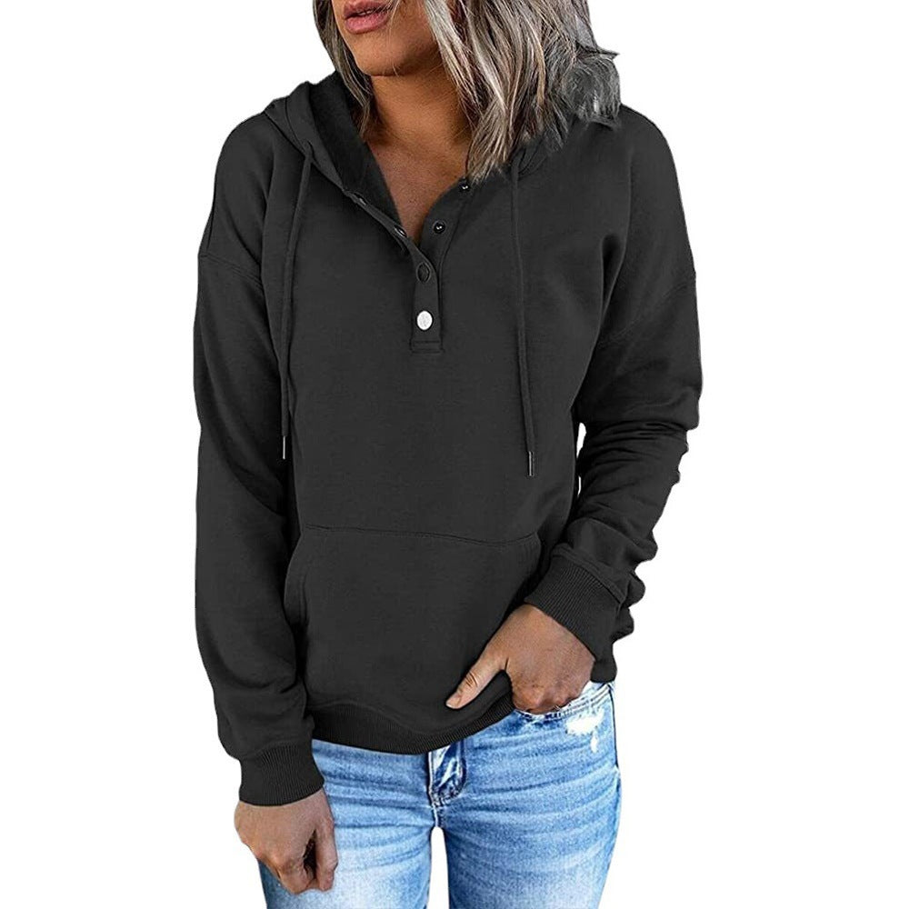 Damen Kapuzenpullover Modern Mit Knöpfen Trendig