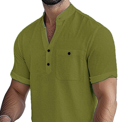Herren Kurzarm Hemd Knopfverschluss Freizeit Moderne Style